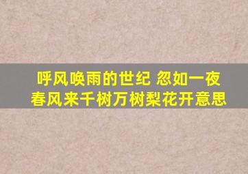 呼风唤雨的世纪 忽如一夜春风来千树万树梨花开意思